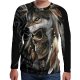 Men everyday wear holiday t-shirt, 3D, animal, skull print round neck, long sleeves