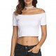 Women from basic shoulder lace collar short-sleeved T-shirt crop top