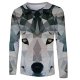 Men casual, basic daily, stylish large size T-shirt, color matching, 3D, animal print round neck, long sleeves