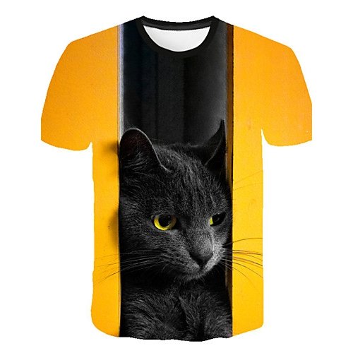 Men Beach Fashion, Exaggerated T-Shirt, Stripes, 3D, Animal Patterns