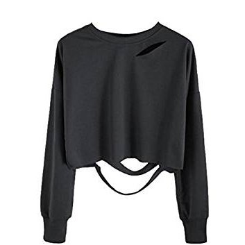 Women's round neck long-sleeved T-shirt round neck crop top