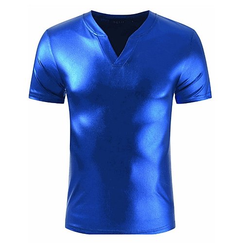 Men Slim T-Shirt, Solid Color V-Neck