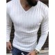 Men everyday chic T-shirt, solid color V-neck, long sleeves