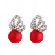 Women cubic zirconia diamond earrings pearl earring beads