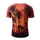 Men Daily Sports Holiday, Fashion, Punk & Gothic Slim T-Shirts, Trees, Leaves