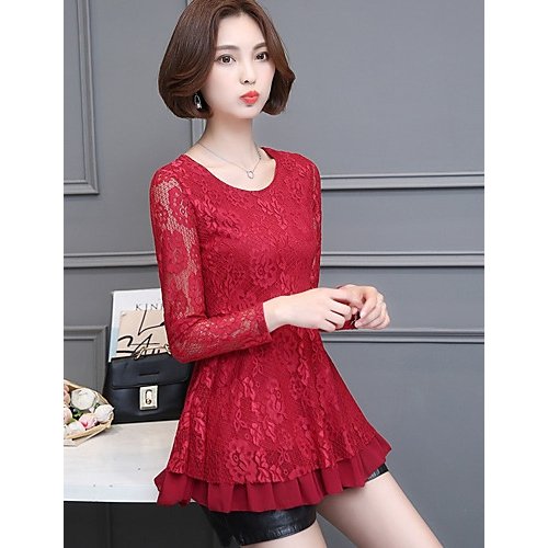 Women initiative lace blouse, solid color classic style