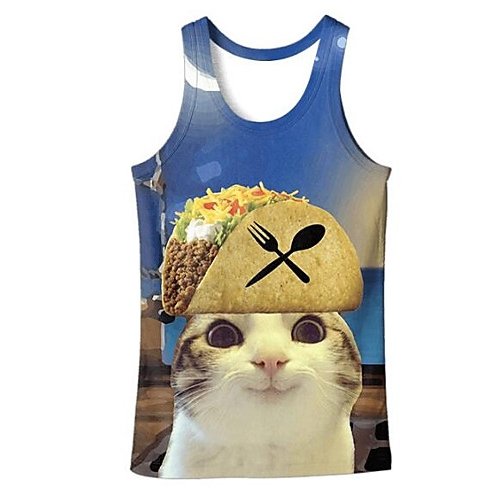 Men sports vest, animal round neck, sleeveless