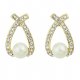 Woman pearl earrings pear jewelry hollow metal alloy