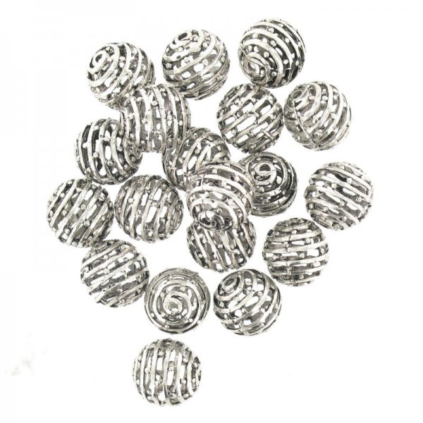 Helical filaments ancient silver round beads