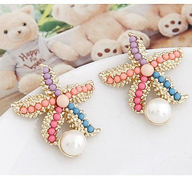 Women who starfish earrings imitation pearl earrings fashion jewelry rainbow everyday