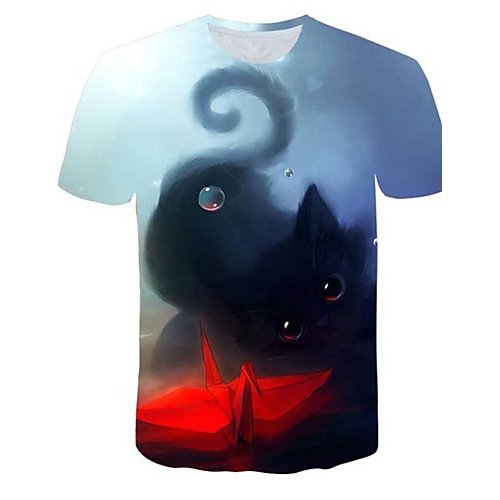 Men large size T-shirt, 3D, animal, print round neck