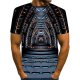 Men fashion, exaggerated T-shirt, color matching, 3D, patterned print crew neck, short sleeves