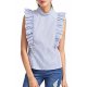 Women's fashion lotus leaf edge round neck striped shirt top