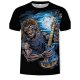 Men casual basic T-shirt, animal print round neck, short sleeves