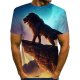 Men fashion, T-shirt, color block, 3D, animal print round neck, short sleeves