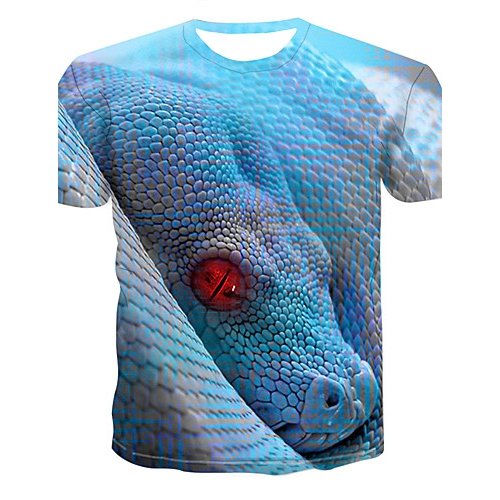 Men T-shirt, 3D, animal print round neck