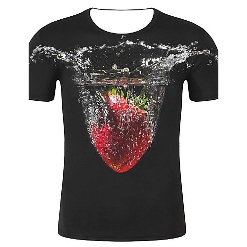 Men sports and casual chic, cotton T-shirt, 3D, graphics, fruit print round neck