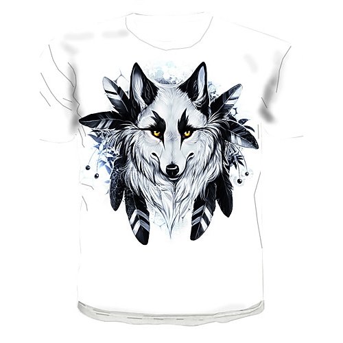 Men everyday fashion, punk gothic T-shirt, color block, animal print round neck, short sleeves