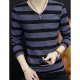 Men T-Shirt, Striped V-Neck