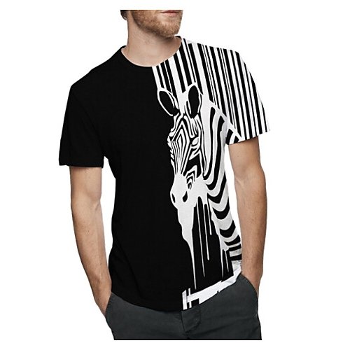 Men cotton slim t-shirt, animal round neck