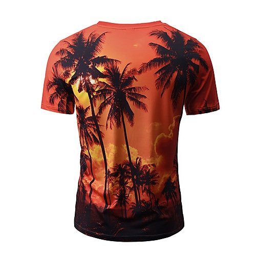 Men Daily Sports Holiday, Fashion, Punk & Gothic Slim T-Shirts, Trees, Leaves