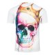 Men Daily Weekend Basic, Exaggerated Large Size T-Shirt, Skull Printed Round Collar, Short Sleeve