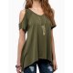 Women go out cotton T-shirt, V-neck solid color, cut out