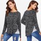 Women Solid Long Sleeve Lace Patchwork Casual Loose Tunic T-Shirt Top