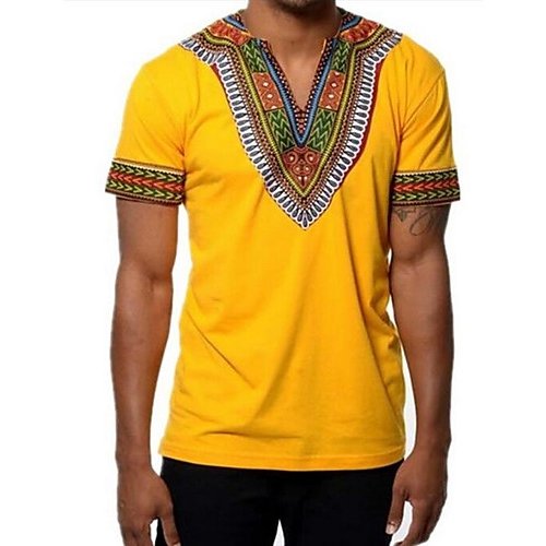 Men T-shirt, Tribal V-neck, short-sleeved