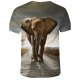 Men everyday wear holiday t-shirt, color block, 3D, animal print round neck, short sleeves