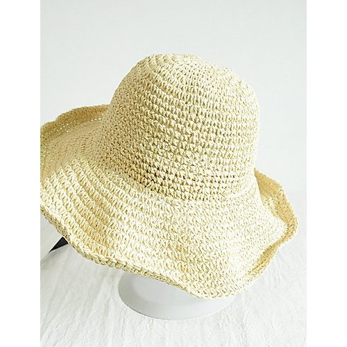 Female basic straw hat solid color