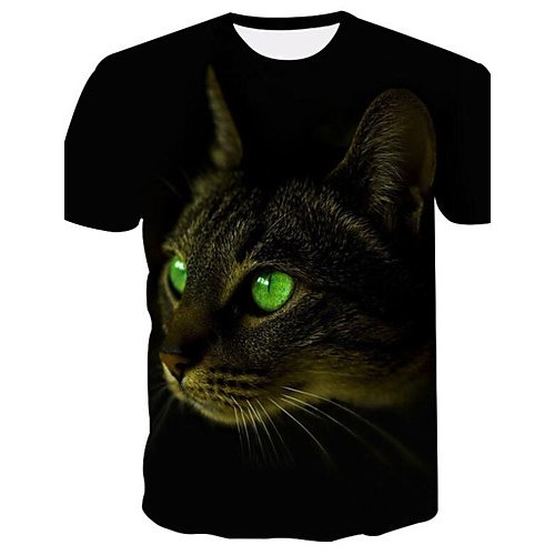 Men go out for leisure, daily rock, punk and gothic big size T-shirt, 3D, graphics, animal print round neck, short sleeves