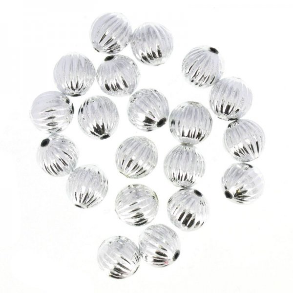 Plastic beads silver fluted media wheel 100 g