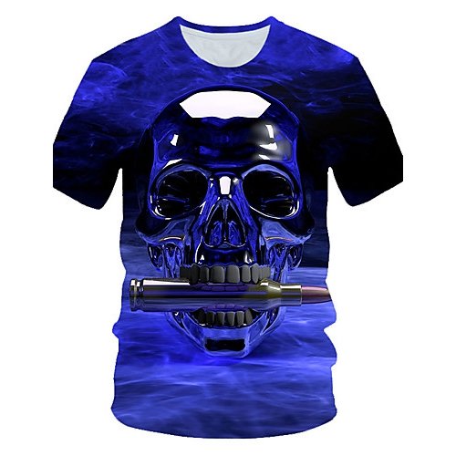 Men daily basic T-shirt, 3D round neck, short sleeves