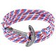 Navigation anchor men bracelet, nylon rope wrapped sailing bracelet, adjustable in length