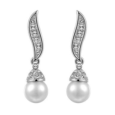 Women crystal earrings, pearls, imitation pearls, cubic zirconia silver, titanium steel Rose