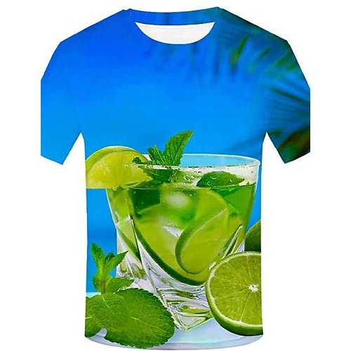 Men activities, party casual fashion, cotton t-shirt, 3D, graphics, fruit print round neck, short sleeves