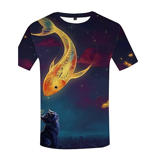 Men daily wear T-shirt, animal round neck, short sleeves