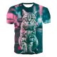 Men casual, daily basic, stylish T-shirt, 3D, animal print round neck, short sleeves