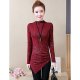 Woman fashion cotton T-shirt, solid color round neck