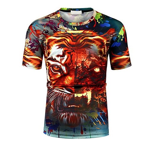 Men daily wear T-shirt, animal round neck, short sleeves