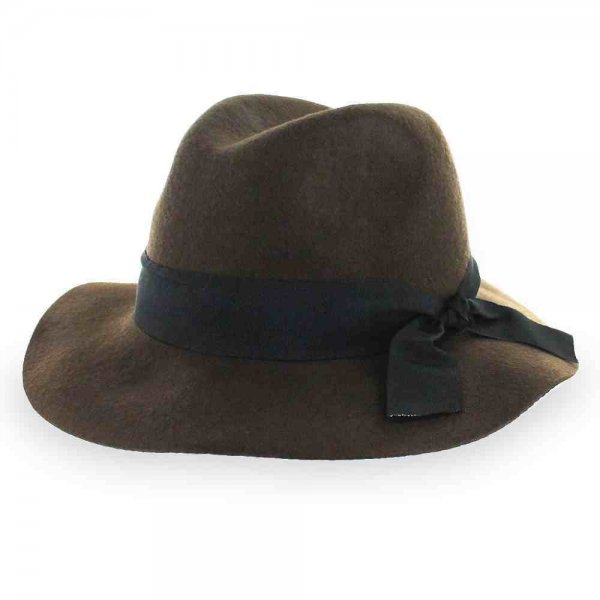 Adjustable Brown Wool Dress Fedora