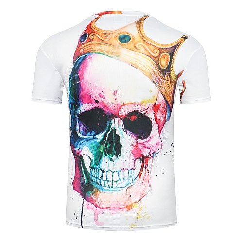 Men Daily Weekend Basic, Exaggerated Large Size T-Shirt, Skull Printed Round Collar, Short Sleeve