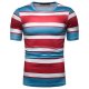 Men cotton T-shirt, stripes, color blocks, graphic patchwork, print round neck