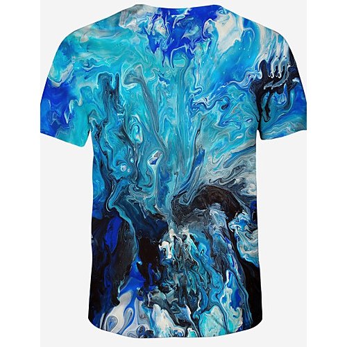 Men large size cotton T-shirt print round neck