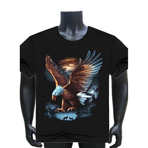 Men Daily Sports Holiday Active Cotton T-Shirt, Animal Printed Round Neck, Short Sleeve, Beach