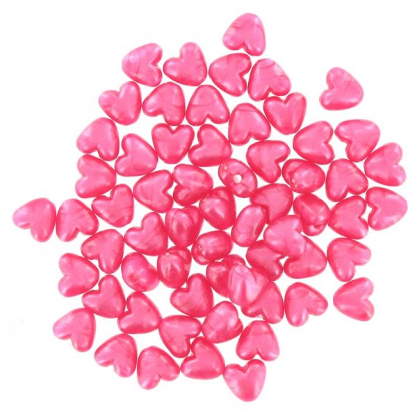 Small flat pink heart beads