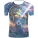 Men sports and chic, exaggerated large size cotton T-shirt, 3D, graphics, animal print round neck, short sleeves