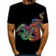 Men fashion, T-shirt, color matching, 3D, animal print round neck, short sleeves