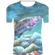 Men sports and chic, exaggerated large size cotton T-shirt, 3D, graphics, animal print round neck, short sleeves